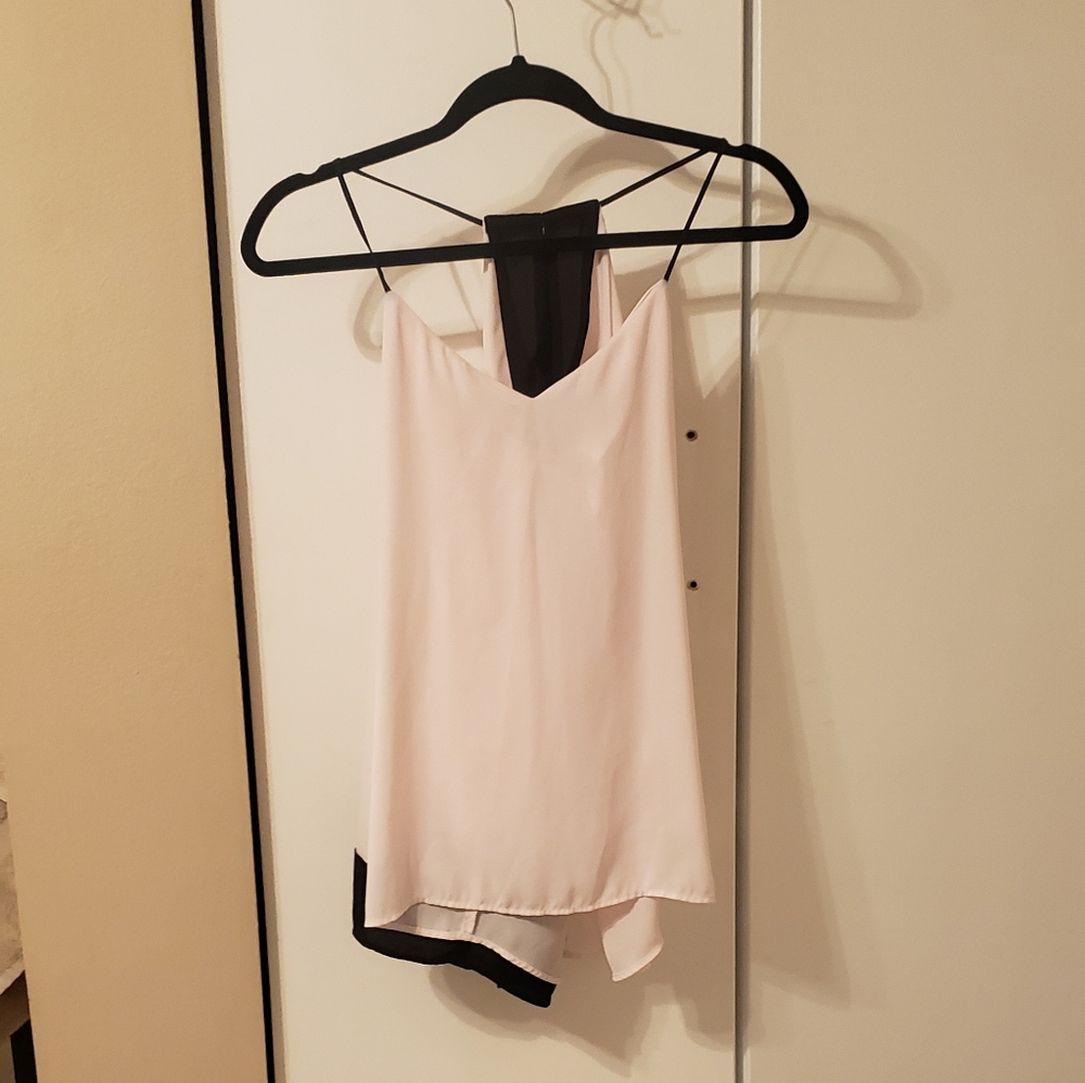 Pink and black strappy blouse
